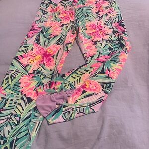 Lilly Pulitzer Pink and Green Tropical Leggings